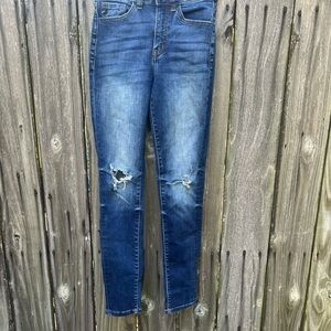 KanCan Dark Blue Denim Jeans with Contrast Orange Stitching